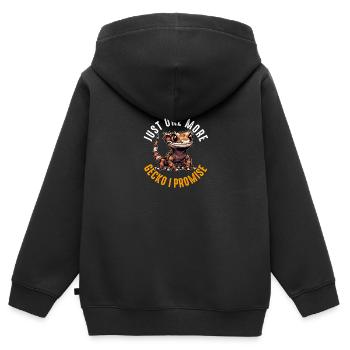 Schopfgecko Männer Frauen Eidechse Wimpern Gecko - Kinder Premium Organic Zip Hoodie - Schwarz - Hinten - AI Model Kid Male (0cm)