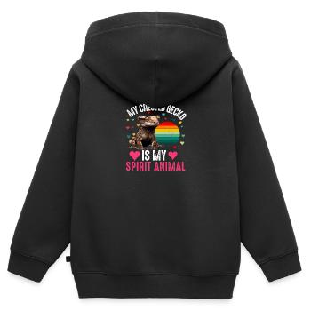 Schopfgecko Männer Frauen Eidechse Wimpern Gecko - Kinder Premium Organic Zip Hoodie - Schwarz - Hinten - AI Model Kid Male (0cm)