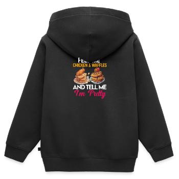 Hühnchen und Waffeln Gebratene Hähnchenflügel Liebhaber - Kinder Premium Organic Zip Hoodie - Schwarz - Hinten - AI Model Kid Male (0cm)
