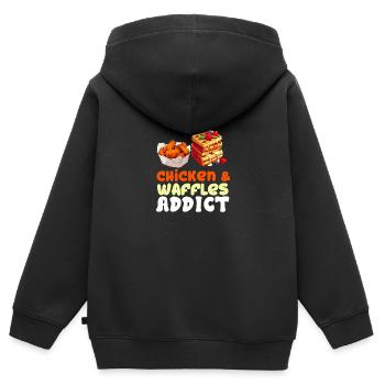 Hühnchen und Waffeln Gebratene Hähnchenflügel Liebhaber - Kinder Premium Organic Zip Hoodie - Schwarz - Hinten - AI Model Kid Male (0cm)