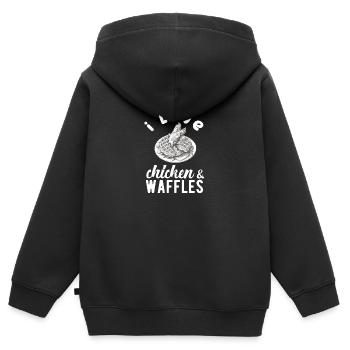 Hühnchen und Waffeln Gebratene Hähnchenflügel Liebhaber - Kinder Premium Organic Zip Hoodie - Schwarz - Hinten - AI Model Kid Male (0cm)