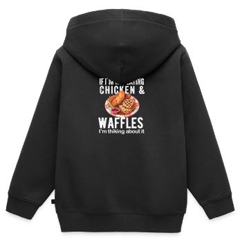 Hühnchen und Waffeln Gebratene Hähnchenflügel Liebhaber - Kinder Premium Organic Zip Hoodie - Schwarz - Hinten - AI Model Kid Male (0cm)