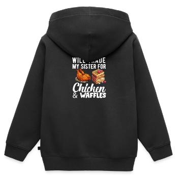 Hühnchen und Waffeln Gebratene Hähnchenflügel Liebhaber - Kinder Premium Organic Zip Hoodie - Schwarz - Hinten - AI Model Kid Male (0cm)