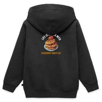 Hühnchen und Waffeln Gebratene Hähnchenflügel Liebhaber - Kinder Premium Organic Zip Hoodie - Schwarz - Hinten - AI Model Kid Male (0cm)