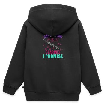 Joueur de clarinette pour fille Femmes Fille Drôle - Sweat Premium à capuche zippé enfant bio - noir - Dos - AI Model Kid Male (0cm)