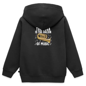Joueur de tuba hommes femmes fanfare tubiste en laiton - Sweat Premium à capuche zippé enfant bio - noir - Dos - AI Model Kid Male (0cm)