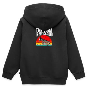 Joueur de tuba hommes femmes fanfare tubiste en laiton - Sweat Premium à capuche zippé enfant bio - noir - Dos - AI Model Kid Male (0cm)
