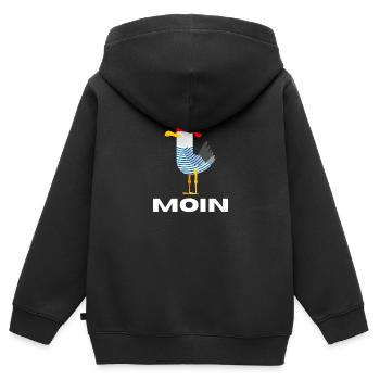 Moin Möwe Deutsch Geschenk - Kinder Premium Organic Zip Hoodie - Schwarz - Hinten - AI Model Kid Male (0cm)