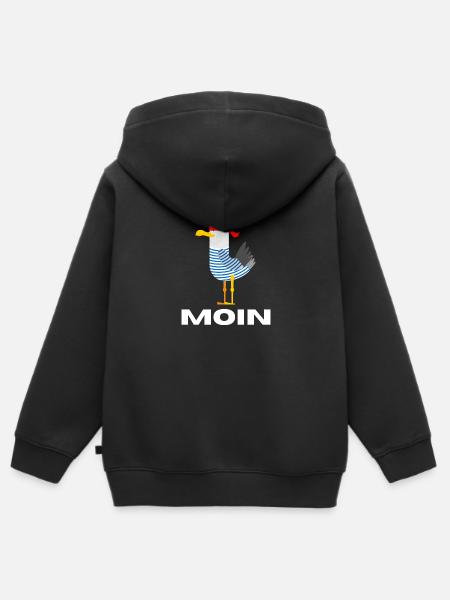 Moin Möwe Deutsch Geschenk - Kinder Premium Organic Zip Hoodie - Schwarz