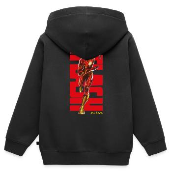 The Flash Rennt Rotes Logo - Kinder Premium Organic Zip Hoodie - Schwarz - Hinten - AI Model Kid Male (0cm)