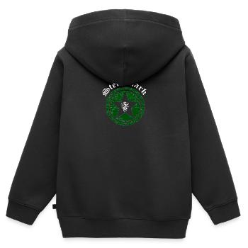 Steiermark - Kinder Premium Organic Zip Hoodie - Schwarz - Hinten - AI Model Kid Male (0cm)