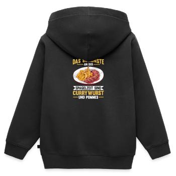 Currywurst - Kinder Premium Organic Zip Hoodie - Schwarz - Hinten - AI Model Kid Male (0cm)