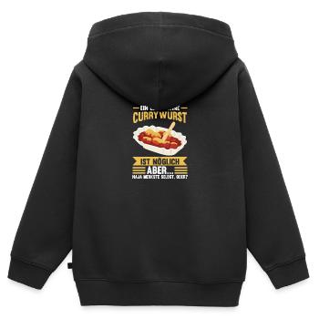 Ein Leben ohne Currywurst - Kinder Premium Organic Zip Hoodie - Schwarz - Hinten - AI Model Kid Male (0cm)