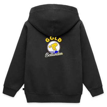 Gold Bestanden - Kinder Premium Organic Zip Hoodie - Schwarz - Hinten - AI Model Kid Male (0cm)