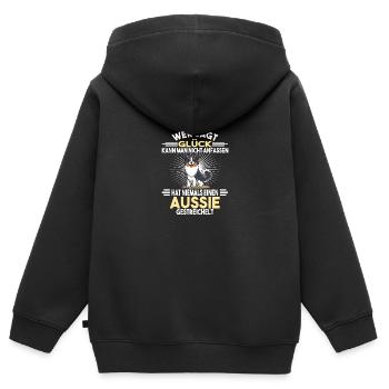 Aussie Züchter Hunde Aussie Australian Shepherd - Kinder Premium Organic Zip Hoodie - Schwarz - Hinten - AI Model Kid Male (0cm)