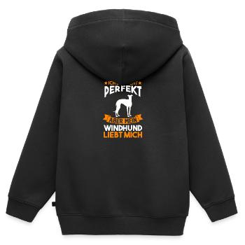 Hund Windhund Züchter Windhund - Kinder Premium Organic Zip Hoodie - Schwarz - Hinten - AI Model Kid Male (0cm)