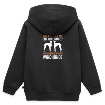 Zwei Windhund Hund Windhund - Kinder Premium Organic Zip Hoodie - Schwarz - Hinten - AI Model Kid Male (0cm)