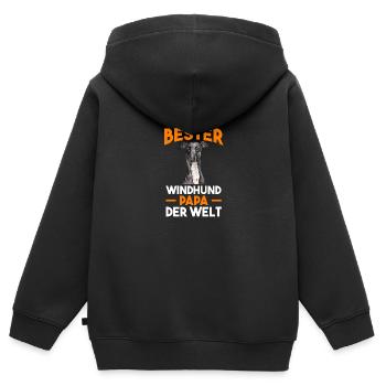 Windhund Windhund Papa - Kinder Premium Organic Zip Hoodie - Schwarz - Hinten - AI Model Kid Male (0cm)
