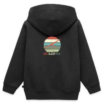 Segelflugzeug und Segelfliegen - Kinder Premium Organic Zip Hoodie - Schwarz - Hinten - AI Model Kid Male (0cm)