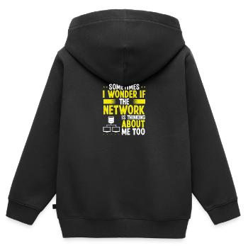 Ingénieur réseau Ingénierie de serveurs Cloud Networks - Sweat Premium à capuche zippé enfant bio - noir - Dos - AI Model Kid Male (0cm)
