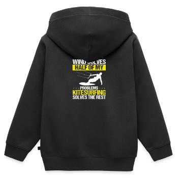 Kiteboarding Kitesurfer Kiteboarder Wind - Kids Premium Organic Zip-up Hoodie - black - Back - AI Model Kid Male (0cm)