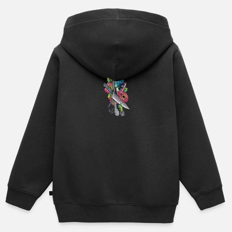 Cuisinier I Épices Cuisine Toque de chef Motif - Sweat Premium à capuche zippé enfant bio - noir