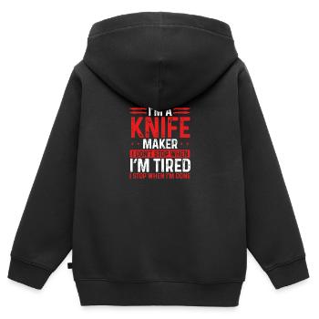 Collecte de couteaux Bladesmith Couteaux de fabricant de couteaux - Sweat Premium à capuche zippé enfant bio - noir - Dos - AI Model Kid Male (0cm)