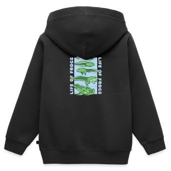 Life of Frogs - Frosch Evolution Kaulquappen - Kinder Premium Organic Zip Hoodie - Schwarz - Hinten - AI Model Kid Male (0cm)