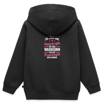 Trauzeugin - Kinder Premium Organic Zip Hoodie - Schwarz - Hinten - AI Model Kid Male (0cm)