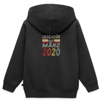 Legendär seit März 2020 - Kinder Premium Organic Zip Hoodie - Schwarz - Hinten - AI Model Kid Male (0cm)