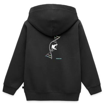 Parkour Freerunning Backflip Freestyle Acrobaties - Sweat Premium à capuche zippé enfant bio - noir - Dos - AI Model Kid Male (0cm)