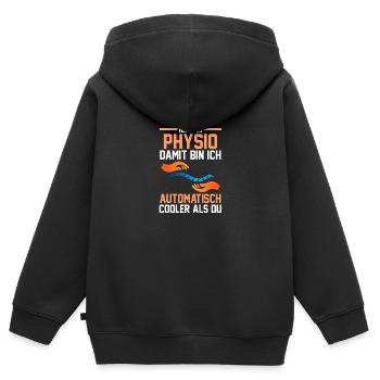 Physiotherapeut Physio - Kinder Premium Organic Zip Hoodie - Schwarz - Hinten - AI Model Kid Male (0cm)