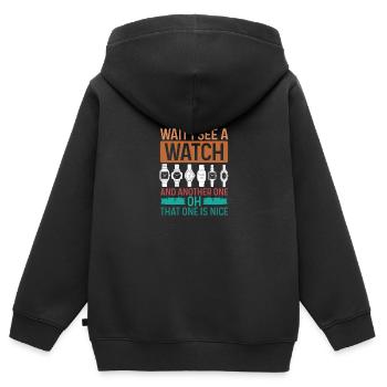 Collection de montres rétro Attendez de voir un collectionneur de montres - Sweat Premium à capuche zippé enfant bio - noir - Dos - AI Model Kid Male (0cm)