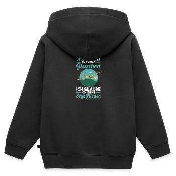 Flugzeug Segelfliegen Segelflieger - Kinder Premium Organic Zip Hoodie - Schwarz - Hinten - AI Model Kid Male (0cm)