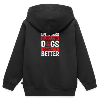 Dog Rescuer Rescuing Dogs makes it better Dogs - Kids Premium Organic Zip-up Hoodie - black - Back - AI Model Kid Male (0cm)
