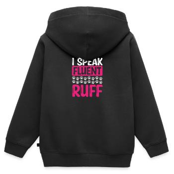 Dog Walker I speak fluent ruff Professional - Kids Premium Organic Zip-up Hoodie - black - Back - AI Model Kid Male (0cm)