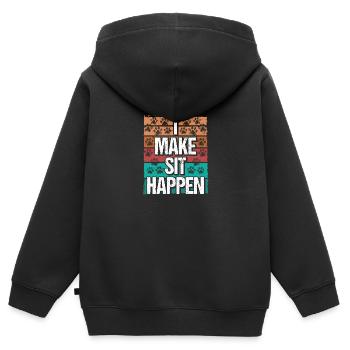 Dressage d’école canine Je fais en sorte que le sit se produise Dresseur de chien - Sweat Premium à capuche zippé enfant bio - noir - Dos - AI Model Kid Male (0cm)