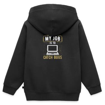 Contrôle de la qualité Testeur de code QA Assurance de la qualité - Sweat Premium à capuche zippé enfant bio - noir - Dos - AI Model Kid Male (0cm)