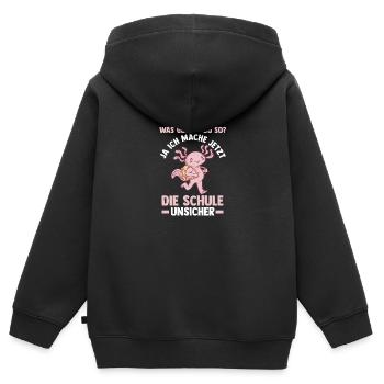 Schulkind Axolotl Schüler Schulanfang Einschulung - Kinder Premium Organic Zip Hoodie - Schwarz - Hinten - AI Model Kid Male (0cm)