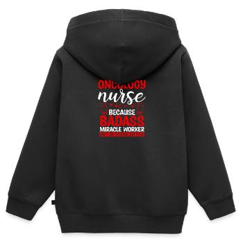 Oncology Nurse Miracle Worker Nursing Essentials - Kinder Premium Organic Zip Hoodie - Schwarz - Hinten - AI Model Kid Male (0cm)