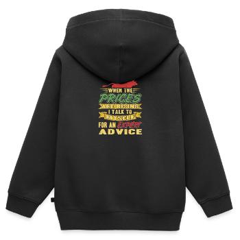 Wenn die Preise steigen frage ich mich selbst nach - Kinder Premium Organic Zip Hoodie - Schwarz - Hinten - AI Model Kid Male (0cm)