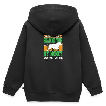 Während du dies liest, arbeitet Mein Geld für mich - Kinder Premium Organic Zip Hoodie - Schwarz - Hinten - AI Model Kid Male (0cm)