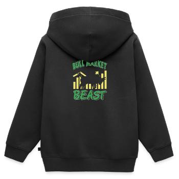 Bullenmarkt-Bestie - Kinder Premium Organic Zip Hoodie - Schwarz - Hinten - AI Model Kid Male (0cm)