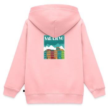 Sarajevo Landscape Vintage Art - Kinder Premium Organic Zip Hoodie - Rosa - Hinten - AI Model Kid Female (0cm)