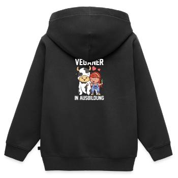 Veganer Vegan - Kinder Premium Organic Zip Hoodie - Schwarz - Hinten - AI Model Kid Male (0cm)