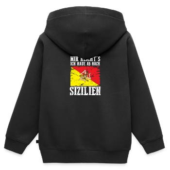Sicilia Sizilien Sizilianer - Kinder Premium Organic Zip Hoodie - Schwarz - Hinten - AI Model Kid Male (0cm)
