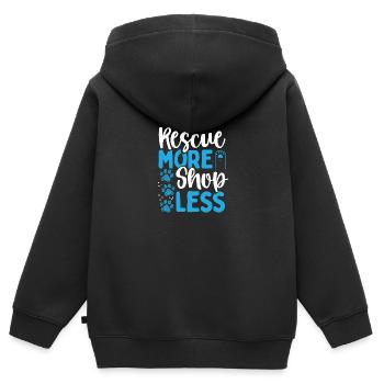 Dog Rescue More Shop Less Animal Rescue Rescuer - Kids Premium Organic Zip-up Hoodie - black - Back - AI Model Kid Male (0cm)