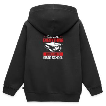 Grad School Gradute Drôle d’étudiant de fin d’études - Sweat Premium à capuche zippé enfant bio - noir - Dos - AI Model Kid Male (0cm)