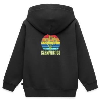 Plantes carnivores Retro Vintage - Sweat Premium à capuche zippé enfant bio - noir - Dos - AI Model Kid Male (0cm)
