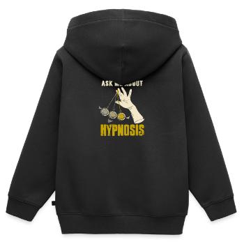 Posez-moi des questions sur l’hypnose - Sweat Premium à capuche zippé enfant bio - noir - Dos - AI Model Kid Male (0cm)